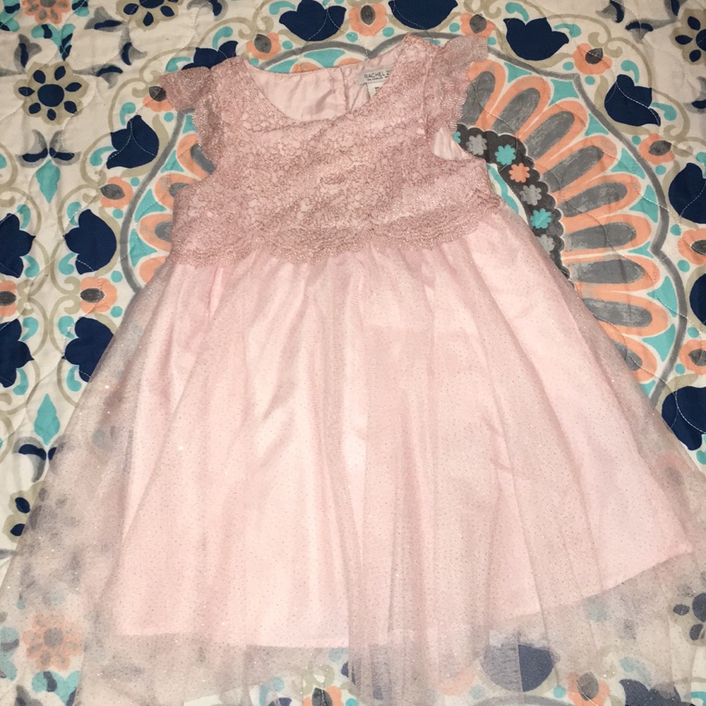 Rachel Zoe pink rose gold flower girl dress 5T